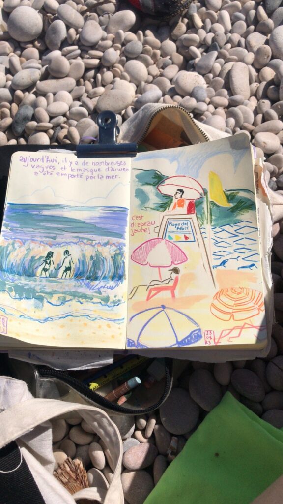 Carnet de croquis à la plage